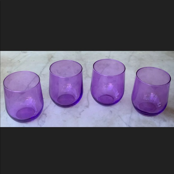 LIBBEY STEMLESS WINE & DINE GLASSES PURPLE NEW SET OF 4 - Picture 2 of 6
